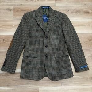 Polo Ralph Lauren Polo Tailored Wool Plaid Tweed Suit Jacket Loden Multi 38R